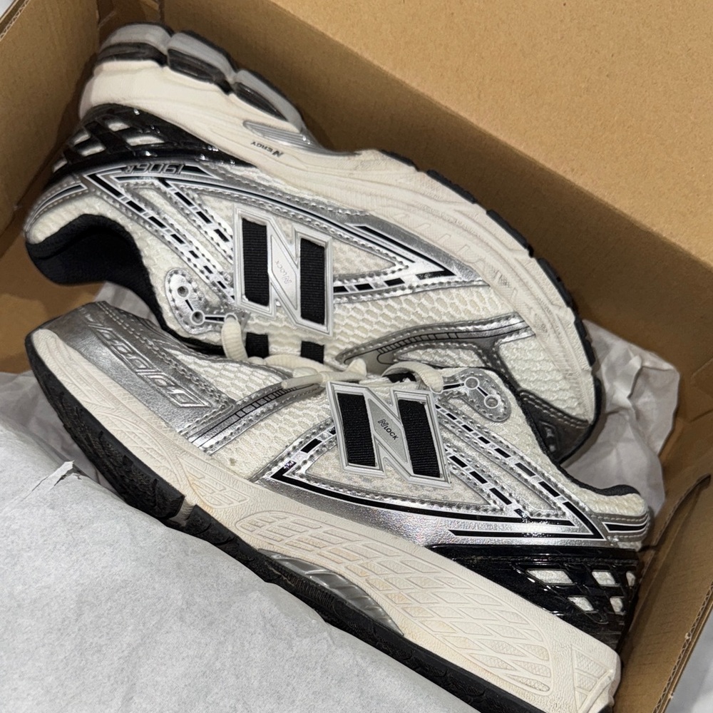New Balance Sneakers - White, Black, and Silver